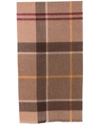 Barbour - Check-Pattern Fringed Scarf - Lyst