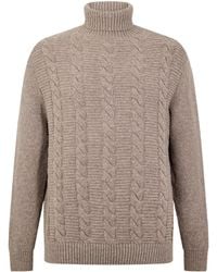 Barbour - Cable Knit Wool Turtle Neck Jumper - Lyst