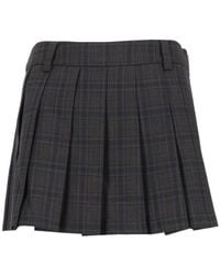 DUNST - Pleated Checked Mini Skirt - Lyst