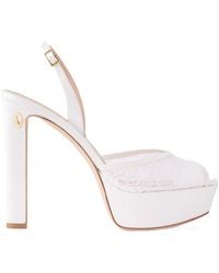 Jennifer Chamandi - Satin-Trimmed Lace Sandals - Lyst
