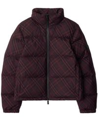 Burberry - Checked Zip-Up Puffer Jacket - Lyst