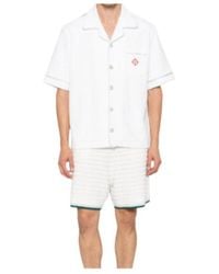 CASABLANCA - Logo-Embroidered Textured-Finish Shirt - Lyst