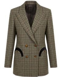 Blazé Milano - Check-Pattern Double-Breasted Blazer - Lyst