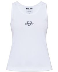 Moschino - Logo-Embroidered Ribbed Top - Lyst