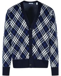 Burberry - Check Pattern V-Neck Cardigan - Lyst