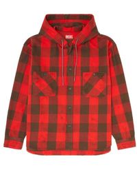 DIESEL - Distressed-Hooded Shirt - Lyst