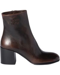 Miu Miu - Fumé Calf Booties - Lyst