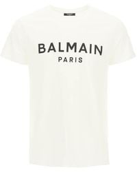 Balmain - Cotton T-Shirt With Paris Logo Print - Lyst