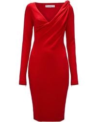 JW Anderson - Jw Anderson V-Neck Ruched Midi Dress - Lyst