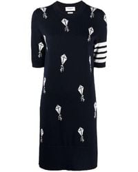 Thom Browne - 4-Bar Striped Knitted Dress - Lyst