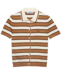 Prada - Cotton Stripe Cardigan - Lyst