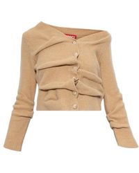 DIESEL - M-Ava Wrinkled Boiled Knit Cropped Cardigan - Lyst