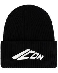 DSquared² - Icon Appliqué Turn-Up Hem Knitted Beanie - Lyst