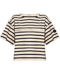 Moncler - Logo Detailed Striped T-Shirt - Lyst