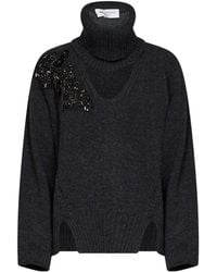 ERMANNO FIRENZE - Embellished Turtleneck Knitted Sweater - Lyst