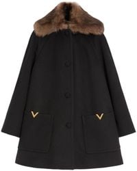 Valentino - Logo Plaque Button-Up Coat - Lyst