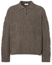 FRAME - Cable-Knit Wool And Alpaca-Blend Polo Sweater - Lyst