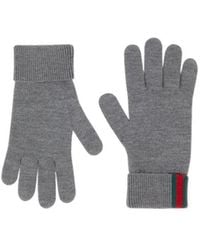 Gucci - Wool Gloves With Web - Lyst