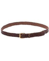 Saint Laurent - Logo Plaque Braided Belt - Lyst