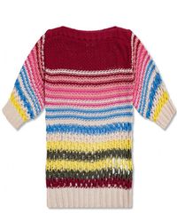 RED Valentino - Striped Boat Neck Open-Knit Top - Lyst