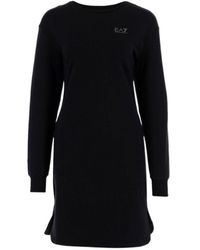 EA7 - Round Neck Long-Sleeved Dress - Lyst