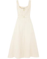 LeKasha - Belted Linen Midi Dress - Lyst
