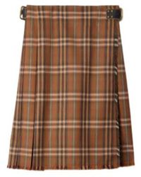 Burberry - Wool Check Midi Kilt - Lyst