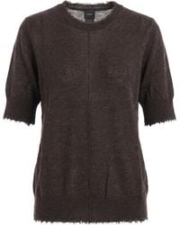 Pinko - Frayed-Edges Short-Sleeve Sweater - Lyst