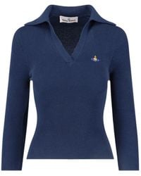 Vivienne Westwood - Orb Embroidered Knitted Polo Top - Lyst