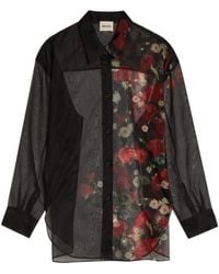 KHAITE - Goya Floral-Print Silk-Organza Shirt - Lyst