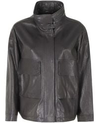 Emporio Armani - Flap-Pocket Leather Jacket - Lyst