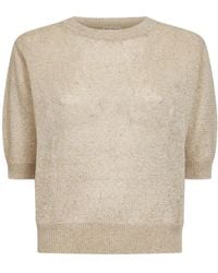 Brunello Cucinelli - Sequined Short-Sleeve Jumper - Lyst