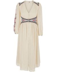 Ba&sh Tanina Embroidered-trim Midi Dress in White | Lyst