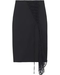 McQueen - Lace-Insert Pencil Midi Skirt - Lyst
