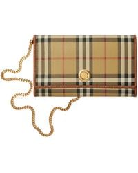 Burberry - Checked Chain-Linked Shoulder Bag - Lyst