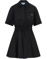 Prada - Re-Nylon Drawstring Mini Dress - Lyst