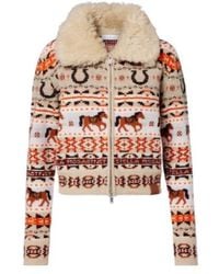 Stella McCartney - Intarsia Virgin Wool Zip-Up Cardigan - Lyst