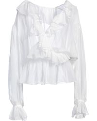 Dolce & Gabbana - Chiffon Long Sleeve Ruched Top - Lyst