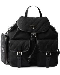 Prada - Medium Quilted Re-Nylon Backpack With Saffiano Leather Trim - Lyst