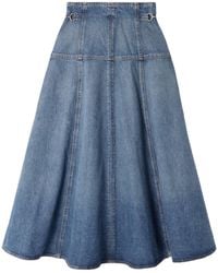 Ulla Johnson - Embellished Paneled Denim Midi Skirt - Lyst