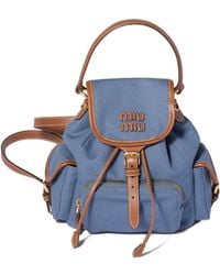 Miu Miu - Canvas And Leather Backpack - Lyst