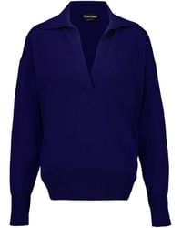 Tom Ford - Polo V-Neck Cashmere Knit Top - Lyst