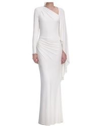 Self-Portrait - Jersey Drape Maxi Dress - Lyst