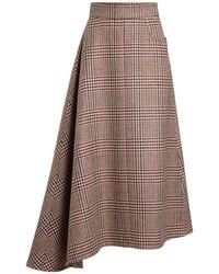 Patou - Checkered Asymmetrical Midi Skirt - Lyst