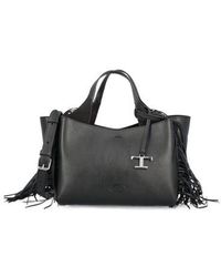 Tod's - Fringe Detailed T Logo Plaque Tote Bag - Lyst