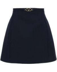 Valentino - Logo Plaque High Waist A-Line Skirt - Lyst