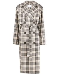 Sportmax - Check-Pattern Belted Coat - Lyst