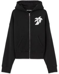 Palm Angels - Long Sleeved Logo Printed Hoodie - Lyst