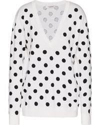 Valentino - Logo V-Neck-Wool Sweater - Lyst