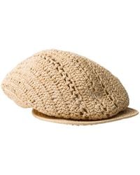 Prada - Triangle-Logo Crochet Cap - Lyst
